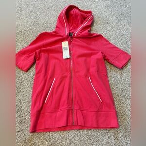 Lauren Ralph Lauren Active Short sleeve zip up hoodie pink size small NWT